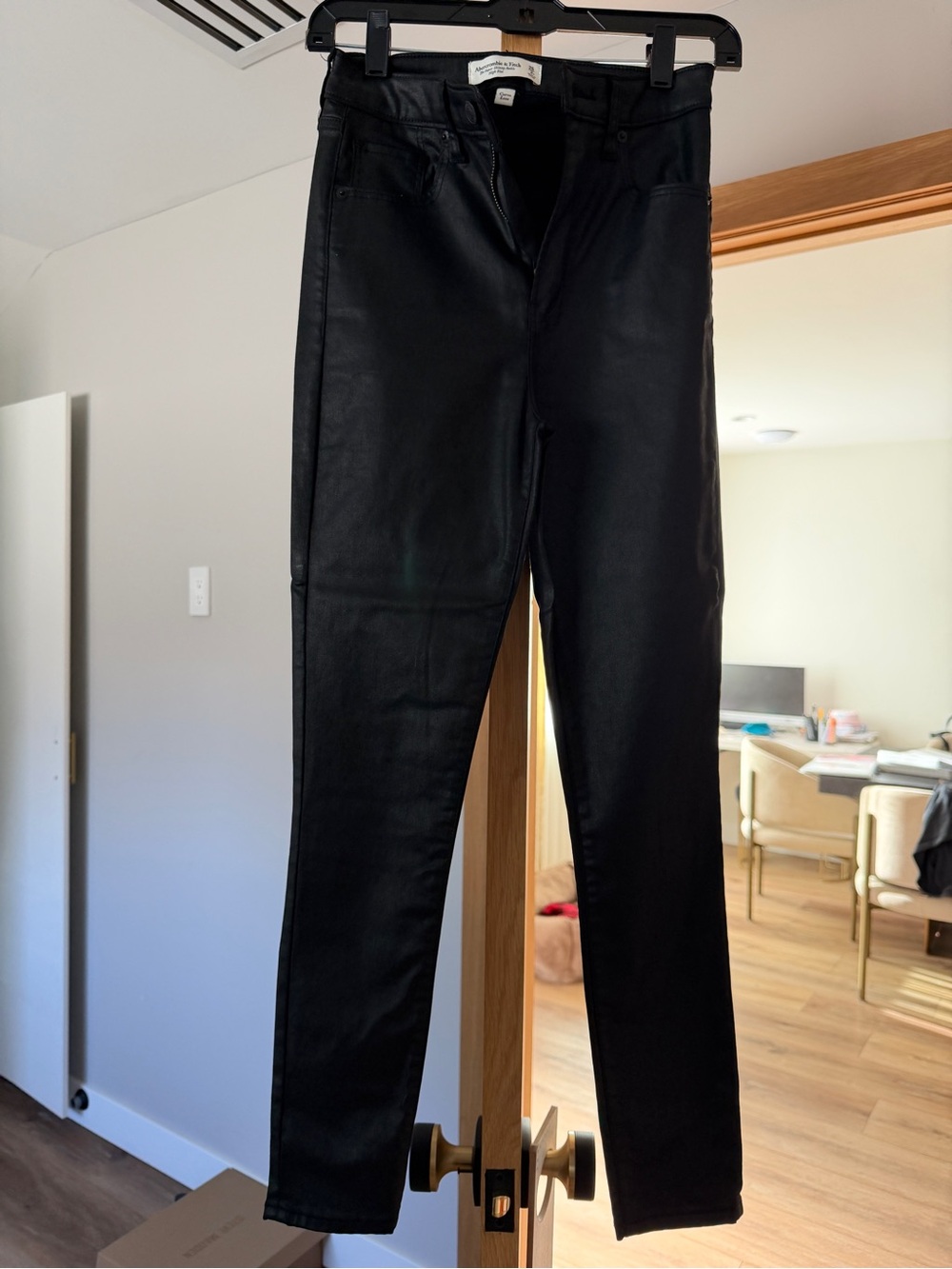 Black leather Skinny Jeans